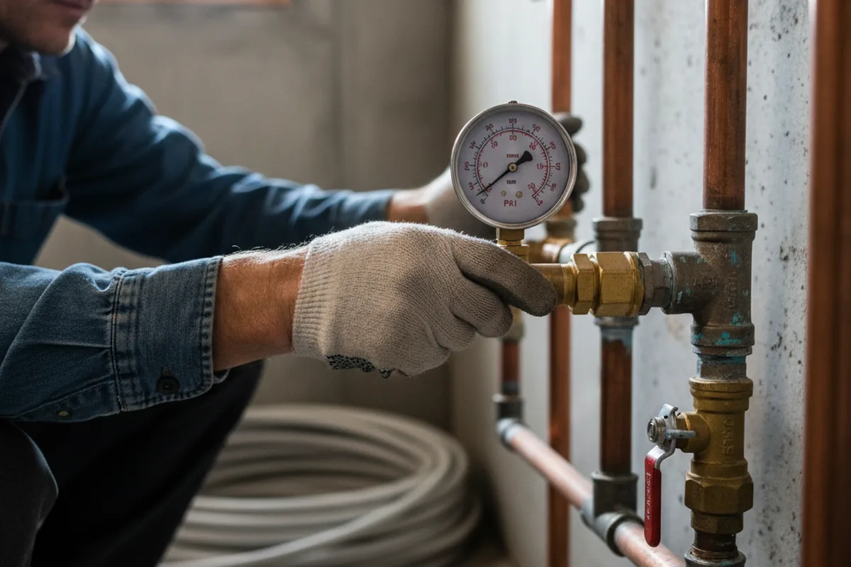 Pressure testing a repaired line during Water Line Repair in West Burlington